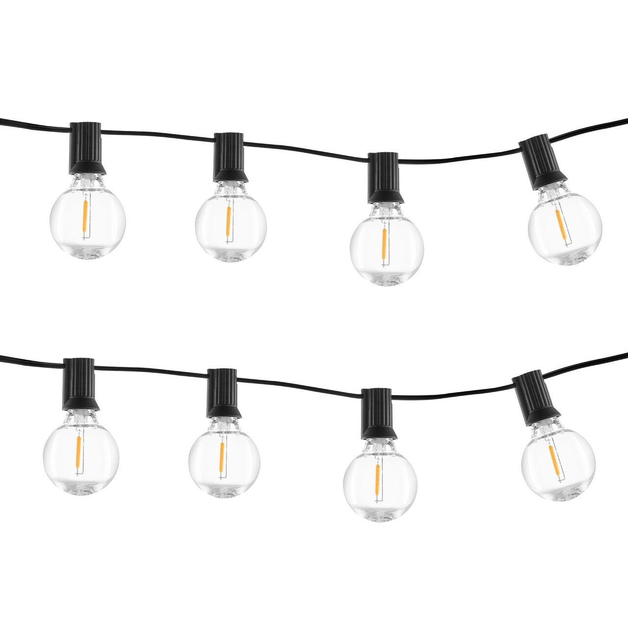 Black-Clear G40 LED String Lights 100ft 50 Bulbs Warm Glow Outdoor
